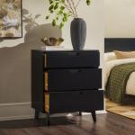 Black Wood Modern 3-Drawer Dresser