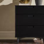 Black Wood Modern 3-Drawer Dresser