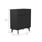 Black Wood Modern 3-Drawer Dresser