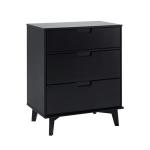 Black Wood Modern 3-Drawer Dresser