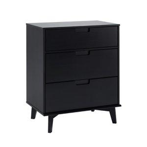 Black Wood Modern 3-Drawer Dresser
