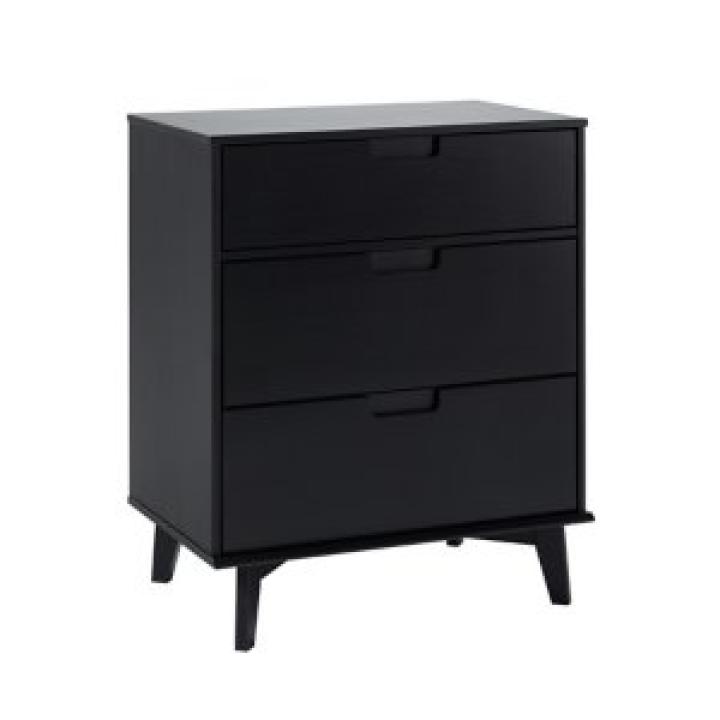 Black Wood Modern 3-Drawer Dresser