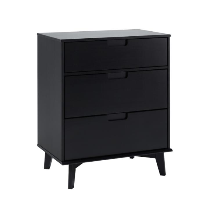 Black Wood Modern 3-Drawer Dresser