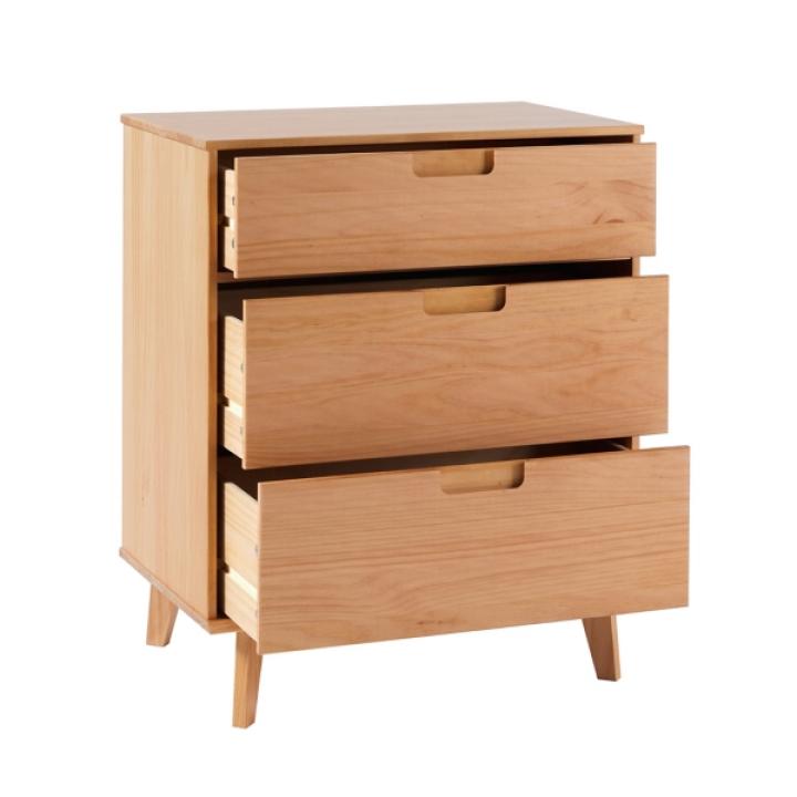 Natural Wood Modern 3-Drawer Dresser