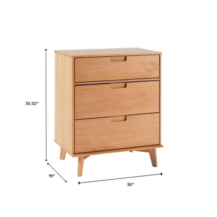Natural Wood Modern 3-Drawer Dresser