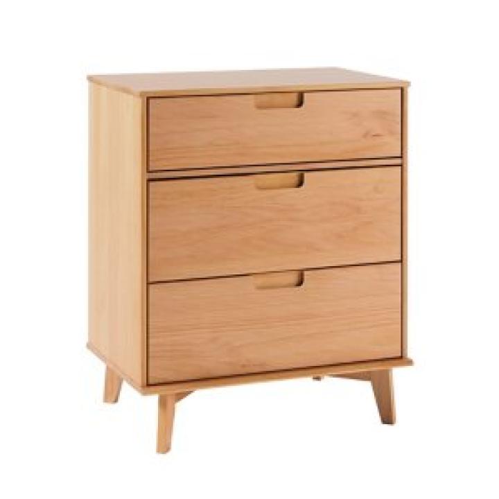 Natural Wood Modern 3-Drawer Dresser