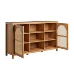 Brown Wood and Rattan 2-Door Cabinet