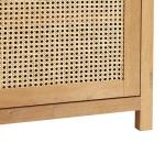 Brown Wood and Rattan 2-Door Cabinet