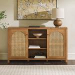 Brown Wood and Rattan 2-Door Cabinet