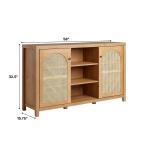Brown Wood and Rattan 2-Door Cabinet