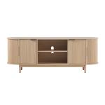 Natural Wood Reeded Oval TV Stand