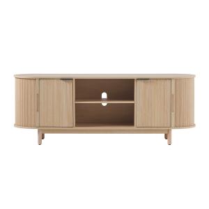 Natural Wood Reeded Oval TV Stand