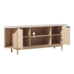 Natural Wood Reeded Oval TV Stand