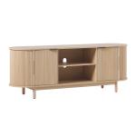 Natural Wood Reeded Oval TV Stand
