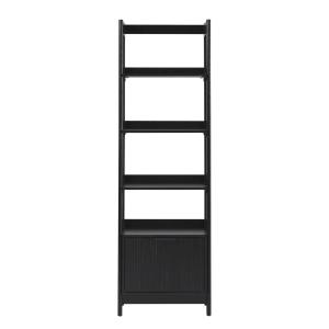 Black Reeded Wood Holmes Narrow Bookcase