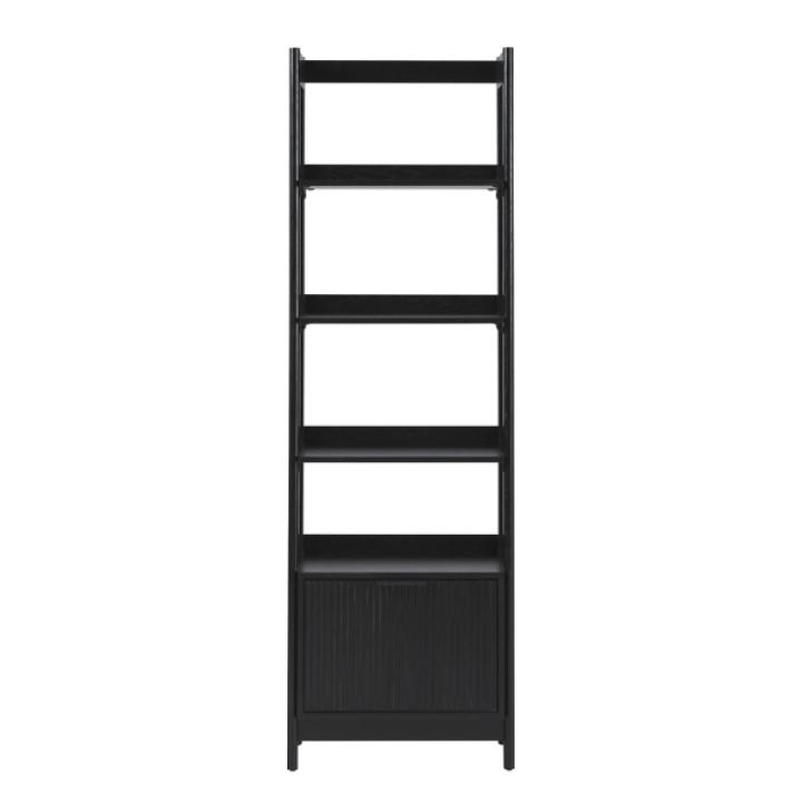 Black Reeded Wood Holmes Narrow Bookcase