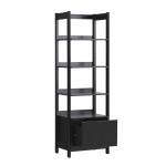 Black Reeded Wood Holmes Narrow Bookcase