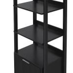 Black Reeded Wood Holmes Narrow Bookcase