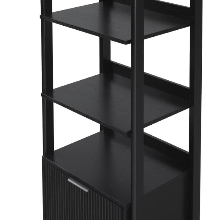 Black Reeded Wood Holmes Narrow Bookcase