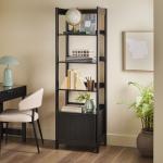 Black Reeded Wood Holmes Narrow Bookcase