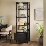 Black Reeded Wood Holmes Narrow Bookcase