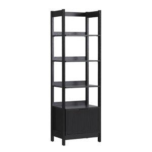 Black Reeded Wood Holmes Narrow Bookcase