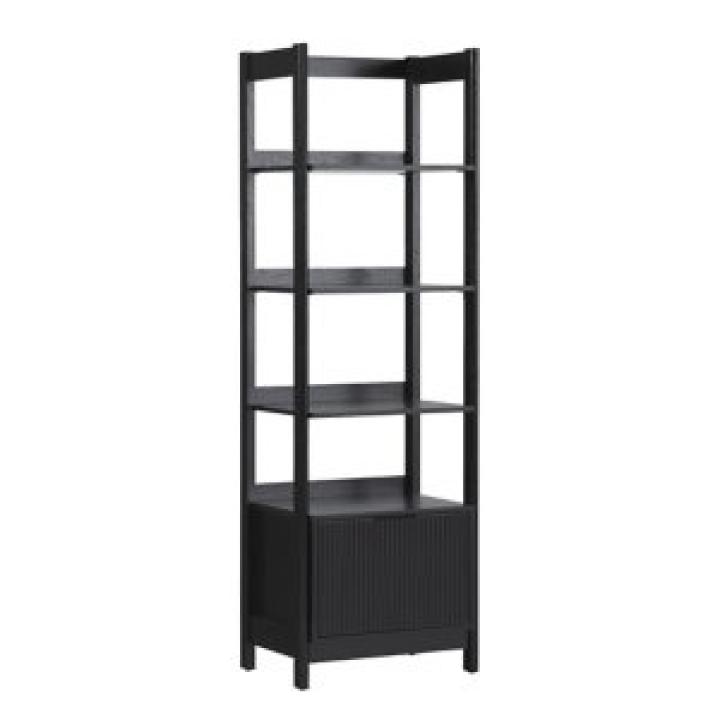Black Reeded Wood Holmes Narrow Bookcase