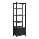 Black Reeded Wood Holmes Narrow Bookcase