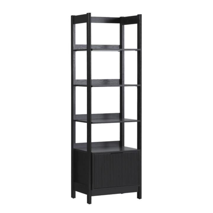 Black Reeded Wood Holmes Narrow Bookcase