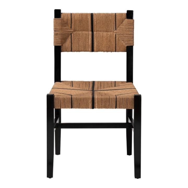 Black Wood Woven Prita Dining Chair