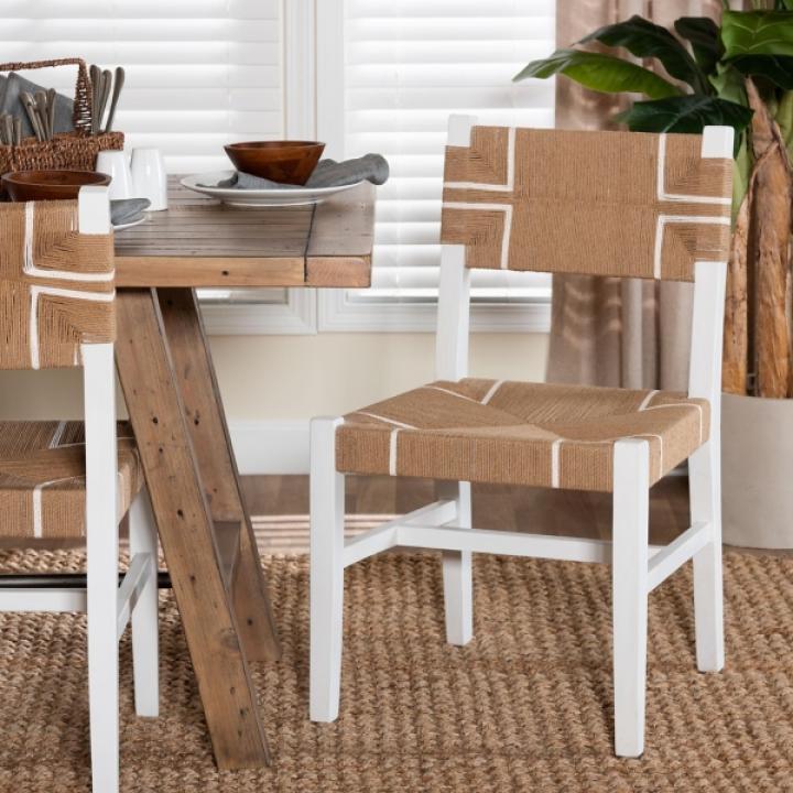 White Mahogany Woven Talli Dining Chair
