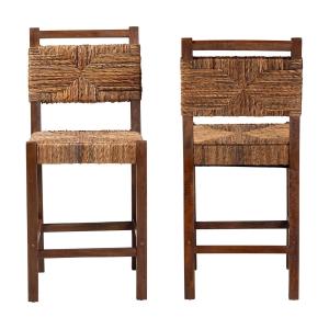 Natural Seagrass Cordoba Counter Stools, Set of 2