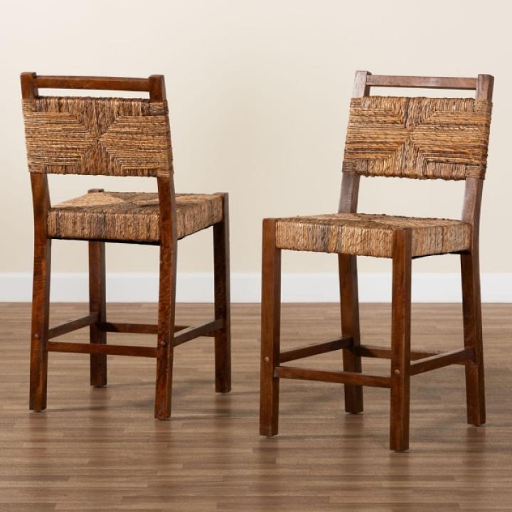 Natural Seagrass Cordoba Counter Stools, Set of 2