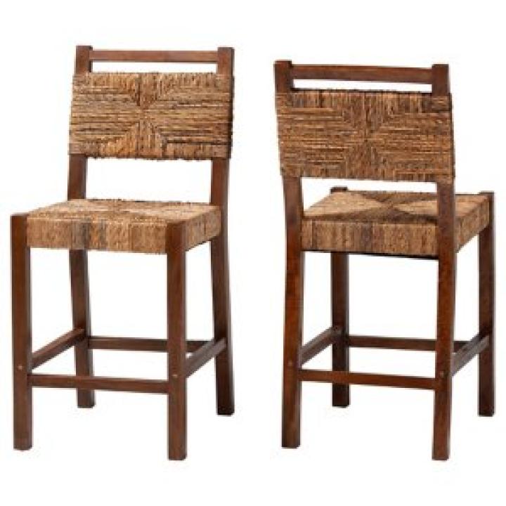 Natural Seagrass Cordoba Counter Stools, Set of 2