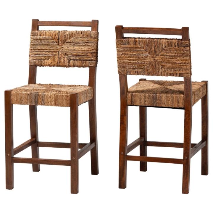 Natural Seagrass Cordoba Counter Stools, Set of 2