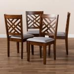 Gray Walnut Wood Cut-Out Dining Chairs, Set of 4
