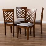 Gray Walnut Wood Cut-Out Dining Chairs, Set of 4