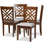 Gray Walnut Wood Cut-Out Dining Chairs, Set of 4