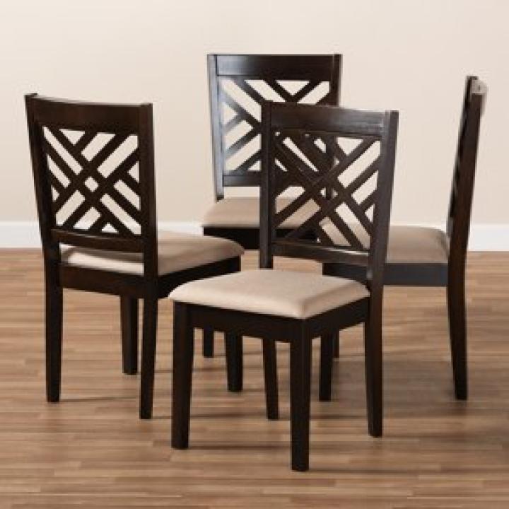 Espresso Wood Cut-Out Dining Chairs, Set of 4