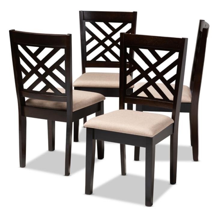 Espresso Wood Cut-Out Dining Chairs, Set of 4