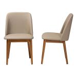Beige Faux Leather Modern Dining Chairs, Set of 2