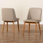 Beige Faux Leather Modern Dining Chairs, Set of 2