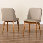 Beige Faux Leather Modern Dining Chairs, Set of 2