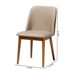 Beige Faux Leather Modern Dining Chairs, Set of 2