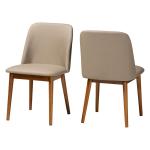 Beige Faux Leather Modern Dining Chairs, Set of 2