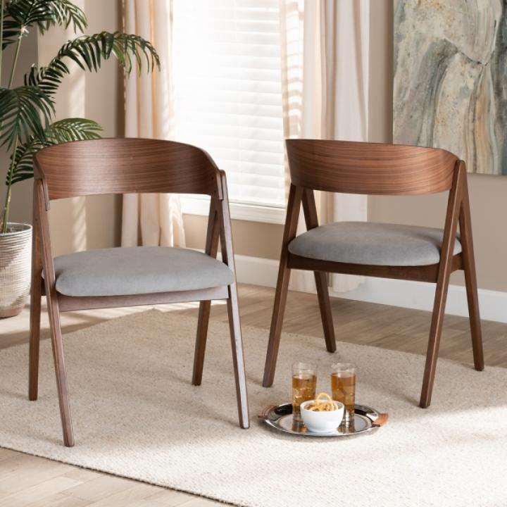 Gray & Walnut Danton Dining Chairs, Set of 2