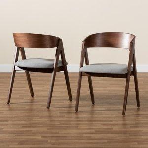 Gray & Walnut Danton Dining Chairs, Set of 2