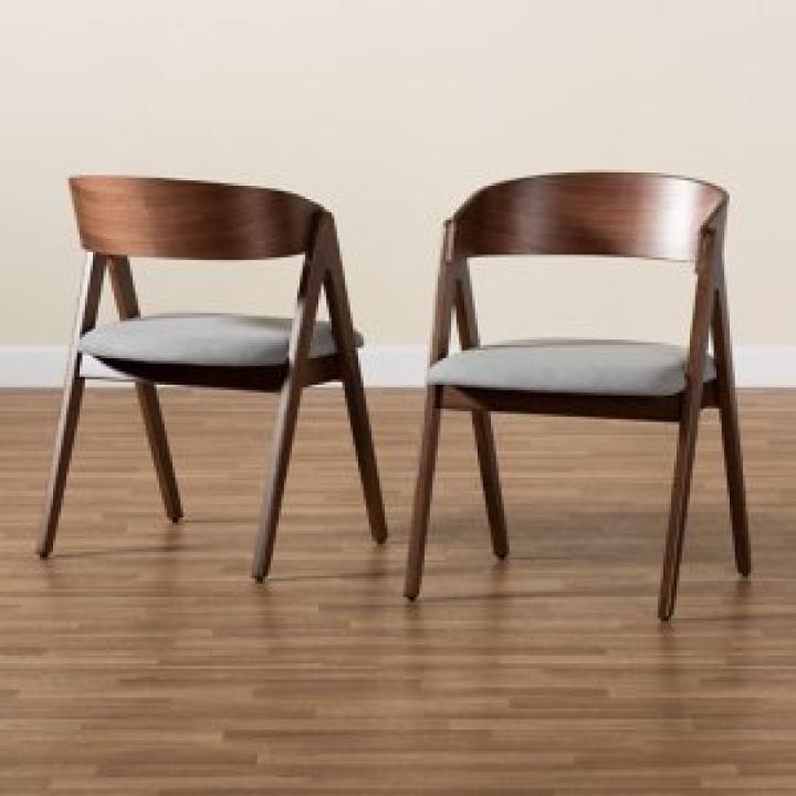 Gray & Walnut Danton Dining Chairs, Set of 2