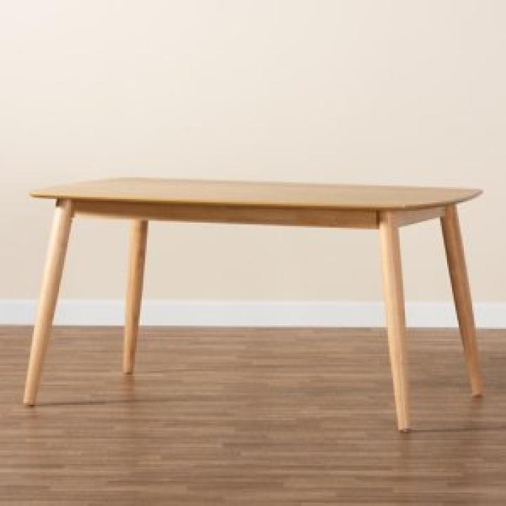 Natural Oak Mid-Century Modern Dining Table