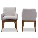 Gray Upholstered Walnut Dining Chairs, Set of 2